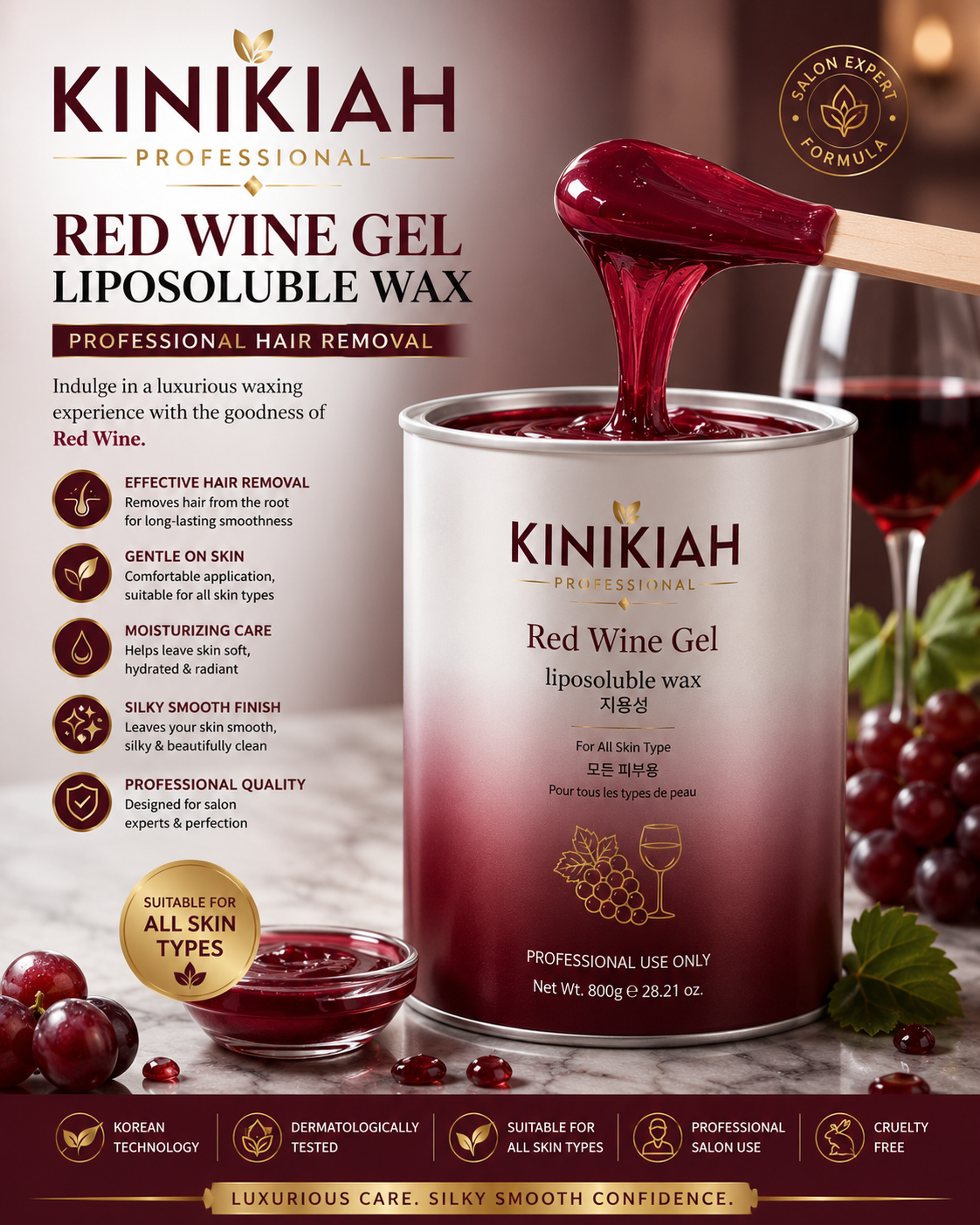 Kinikiah hair removal liposulable red wine gel wax